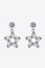 925 Sterling Silver Inlaid Moissanite Star Earrings
