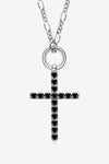 Moissanite Cross Pendant Platinum-Plated Necklace
