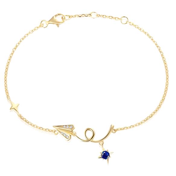 Golden Arrow Sapphire Charm Bracelet