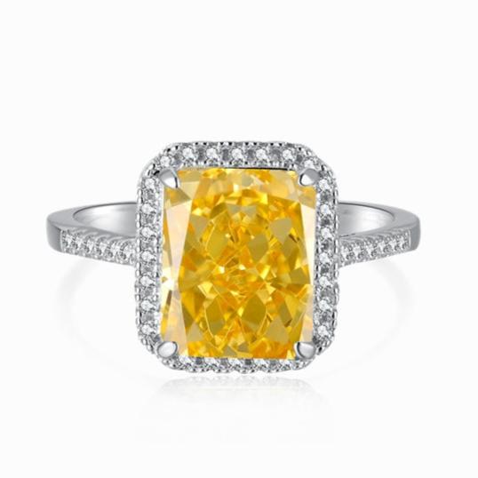 Grand Radiant Rectangle Halo Ring