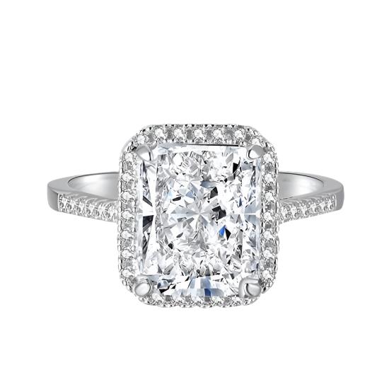 Grand Radiant Rectangle Halo Ring