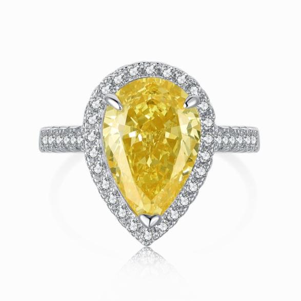 Radiant Pear Halo Ring