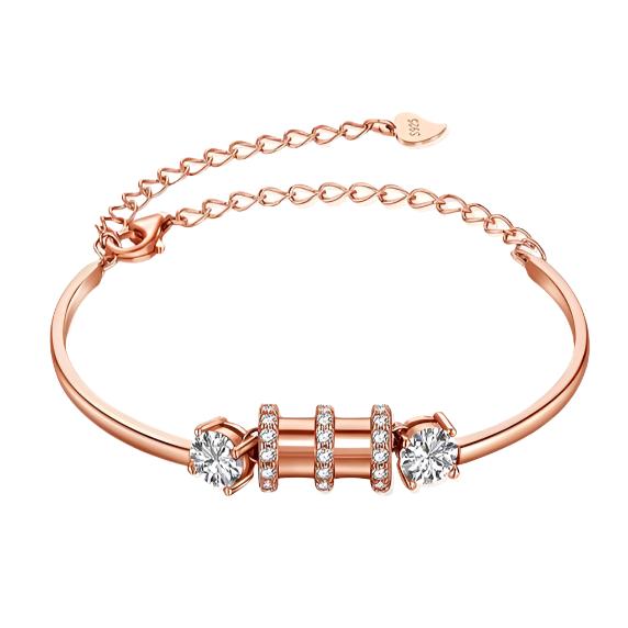 Rose Gold Dual Stone Bar Bracelet