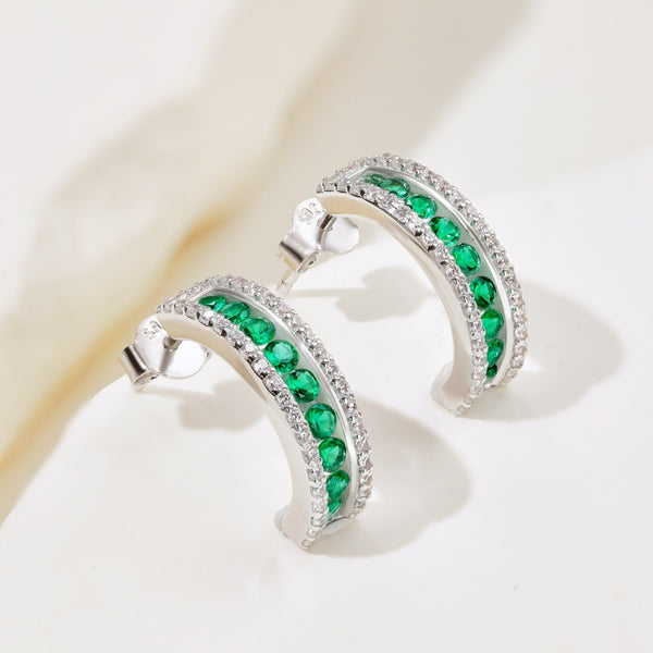 Emerald Glow Hoop Earrings