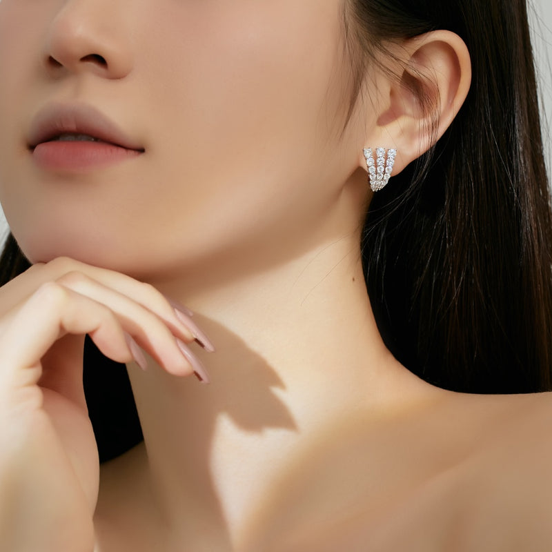 Radiant Curve Zircon Hoop Earrings