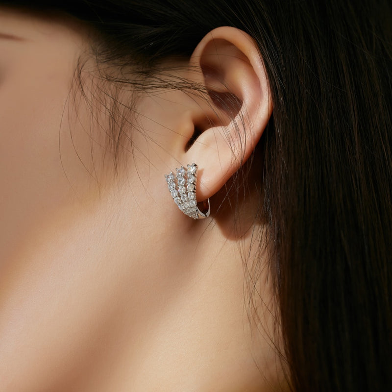 Radiant Curve Zircon Hoop Earrings