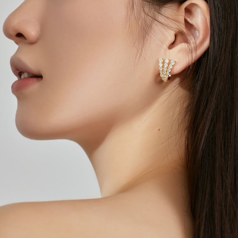 Radiant Curve Zircon Hoop Earrings