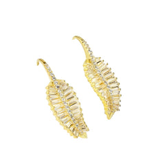 Baguette Leaf Drop Earrings