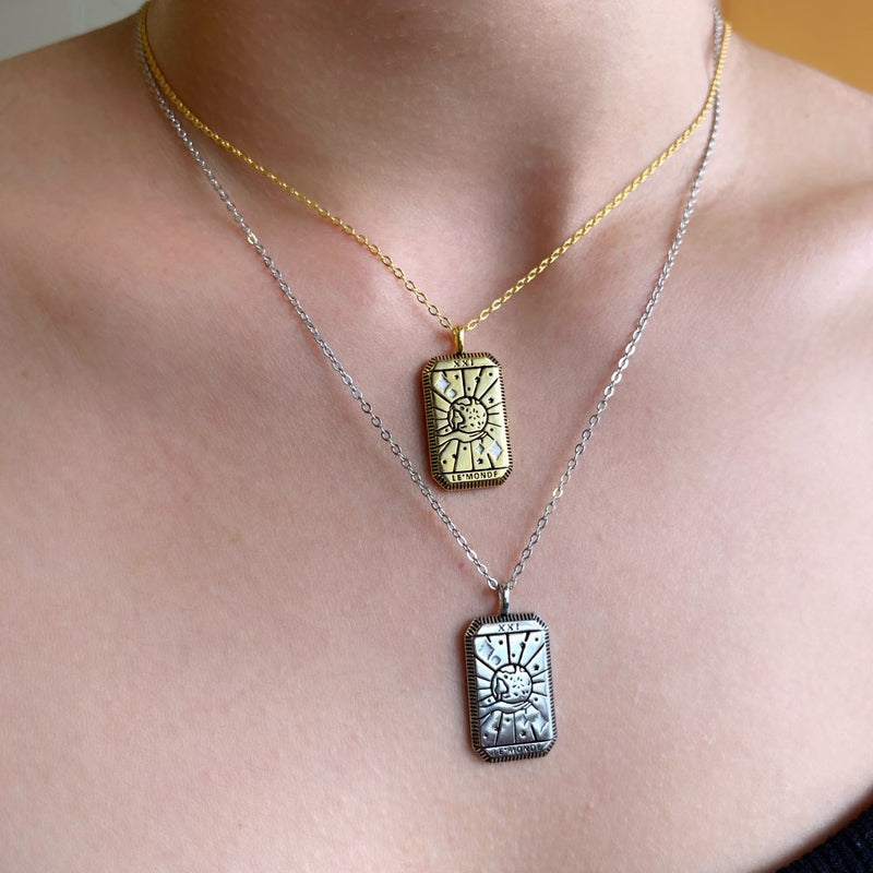 Gold and Silver Tarot Pendant Necklace