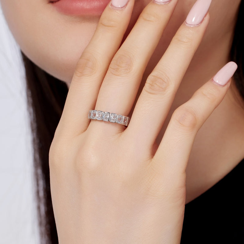 Sophisticated Rectangular-Cut Eternity Ring