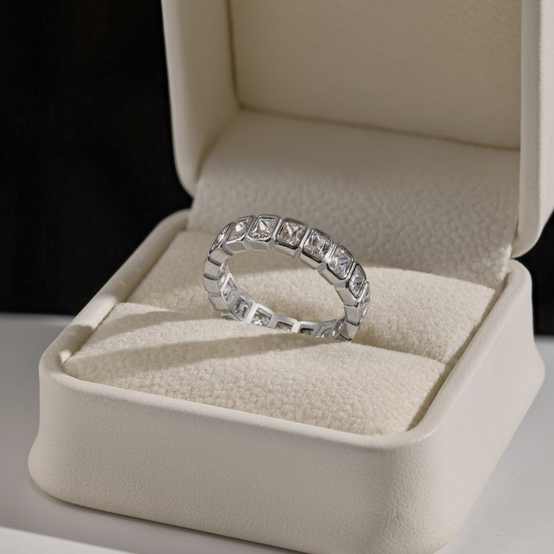 Sophisticated Rectangular-Cut Eternity Ring