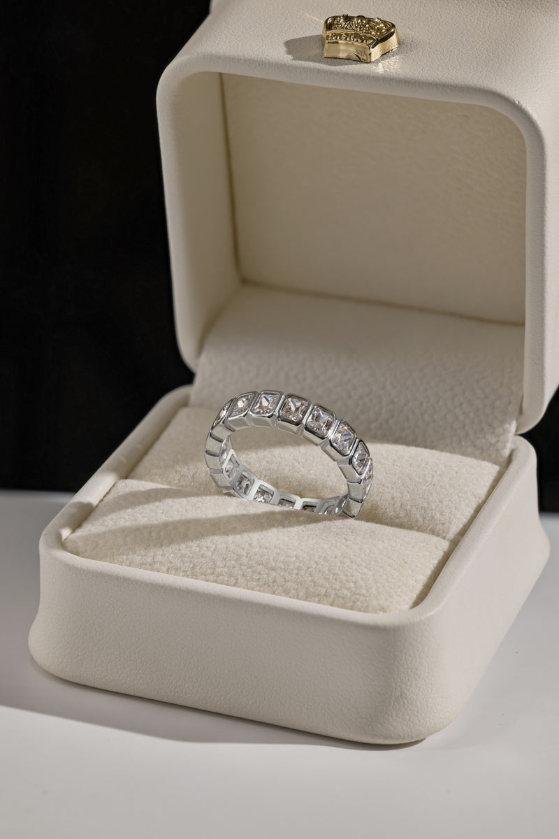 Sophisticated Rectangular-Cut Eternity Ring