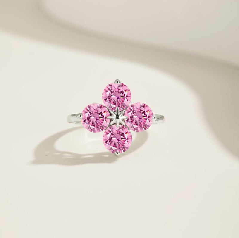 Tri-Color Clover Cluster Ring