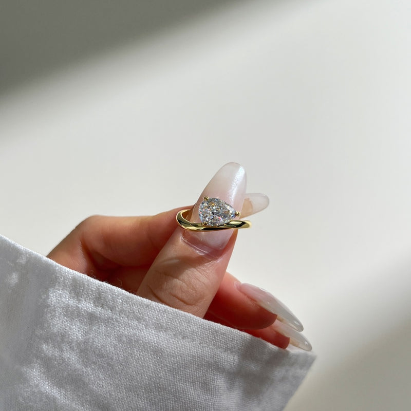 Radiant Pear Reflection Ring