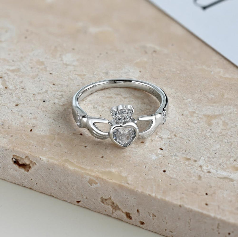 Heart Claddagh Zircon Ring