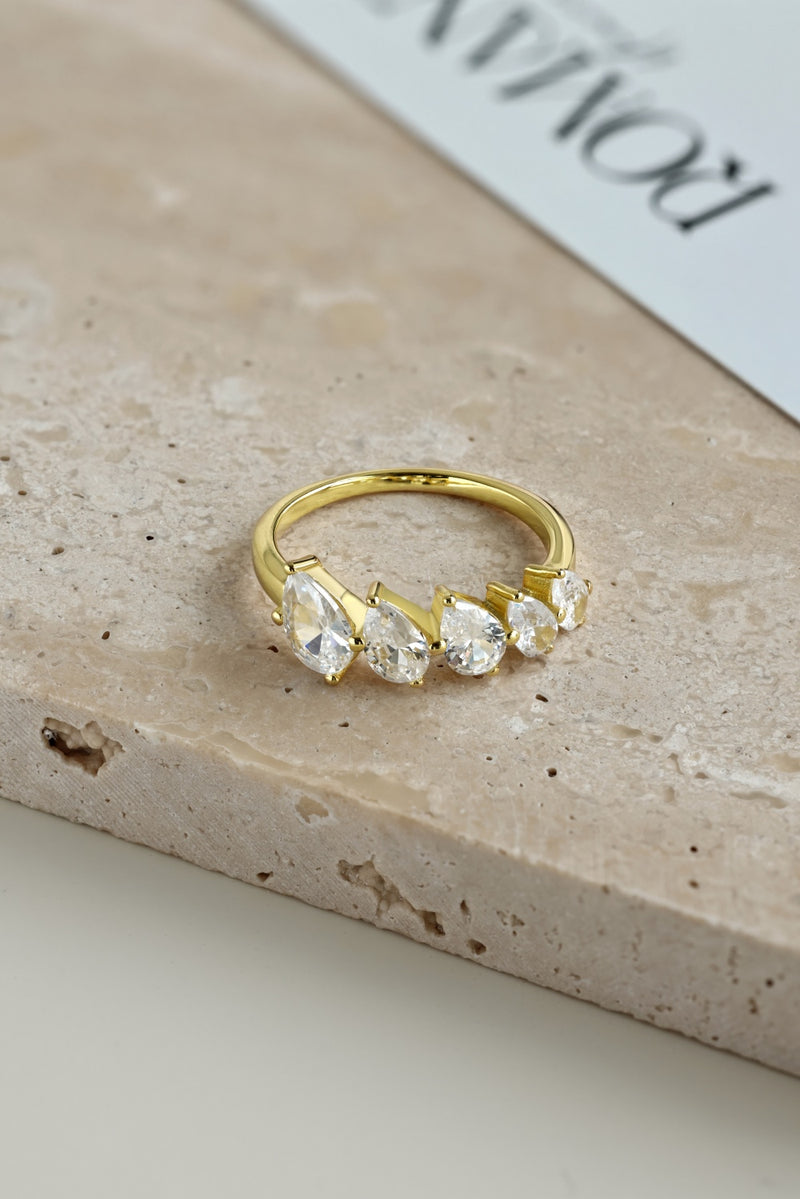 Pear Cascade Zircon Ring