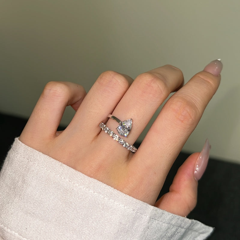 Elegant Pear Halo Ring