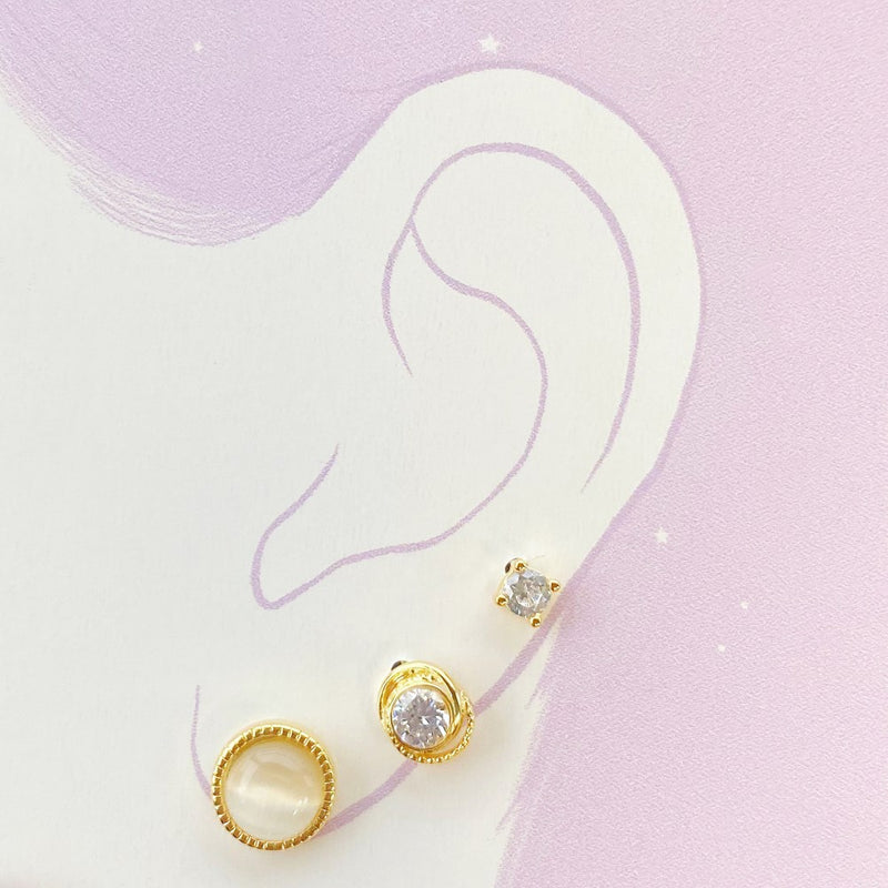 Gold and Silver Stud Earrings Set