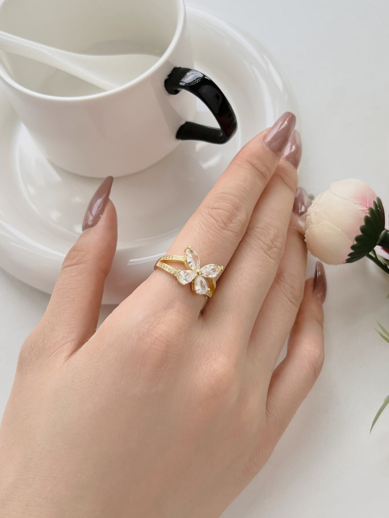 Golden Marquise Blossom Ring