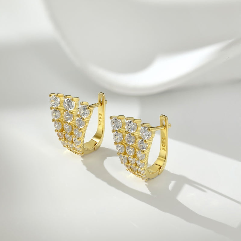 Radiant Curve Zircon Hoop Earrings