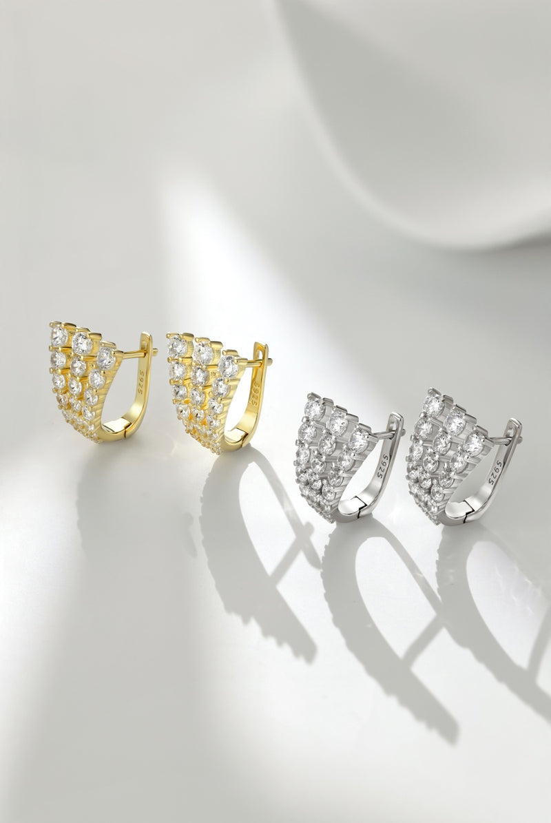 Radiant Curve Zircon Hoop Earrings