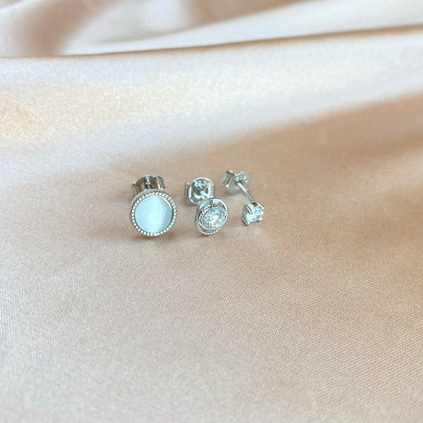 Gold and Silver Stud Earrings Set