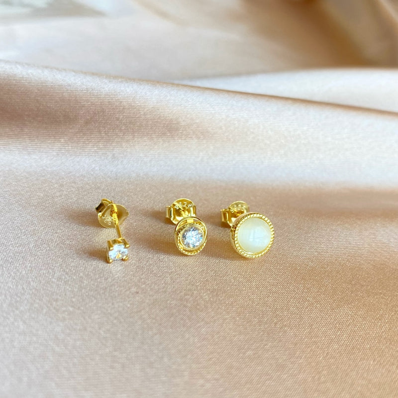 Gold and Silver Stud Earrings Set