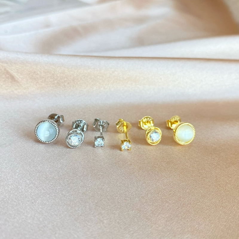 Gold and Silver Stud Earrings Set