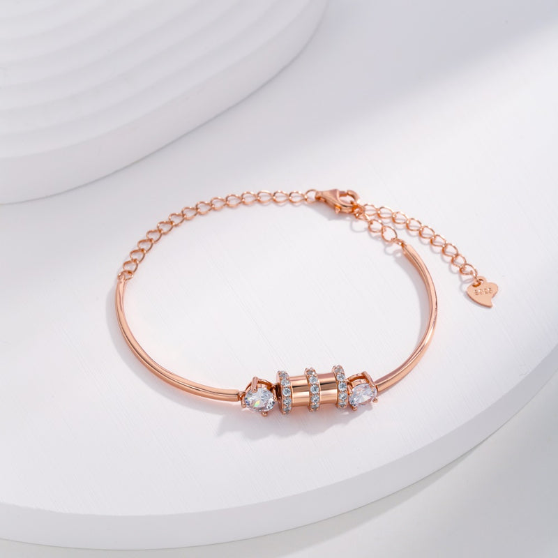 Rose Gold Dual Stone Bar Bracelet