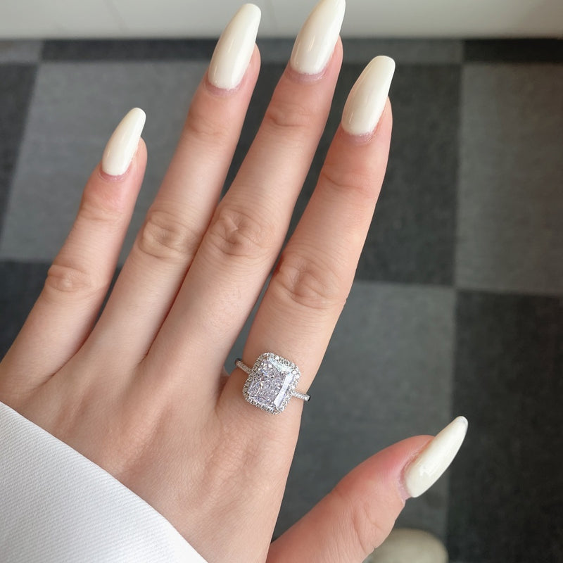 Grand Radiant Rectangle Halo Ring