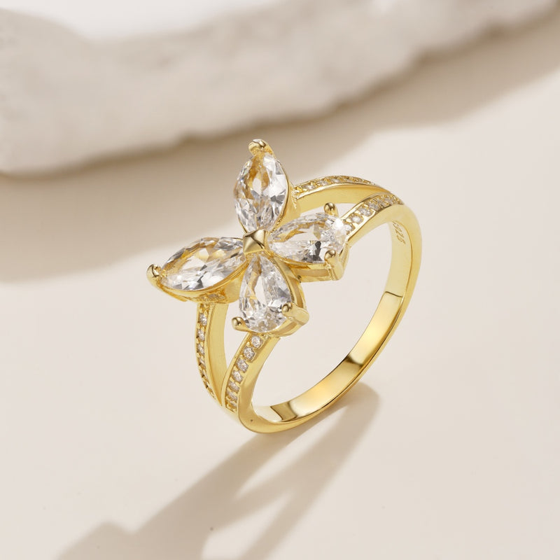 Golden Marquise Blossom Ring