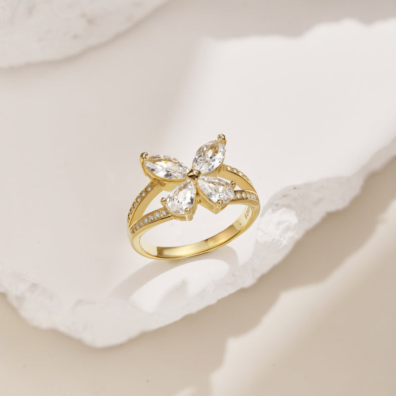 Golden Marquise Blossom Ring