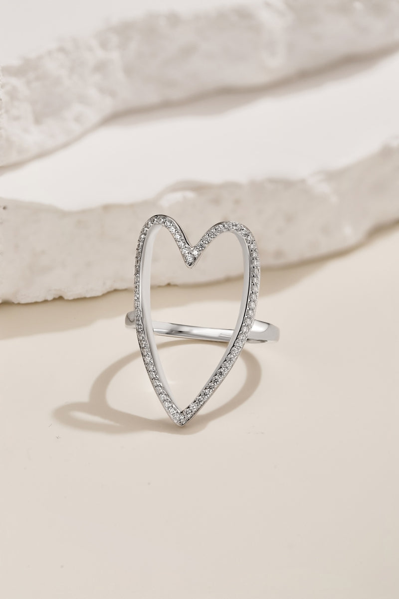 Open Heart Zircon Ring