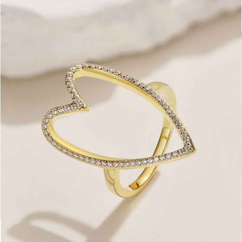 Open Heart Zircon Ring