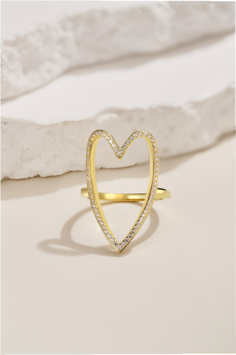 Open Heart Zircon Ring