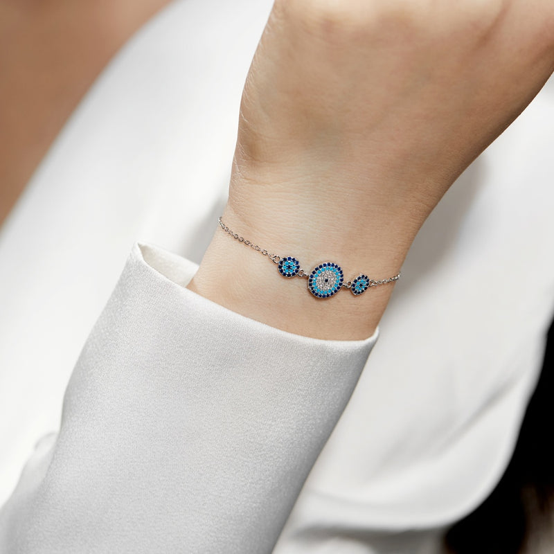 Triple Sapphire Halo Bracelet