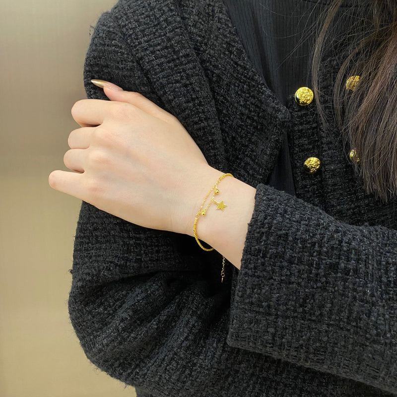 Golden Star Double Chain Bracelet