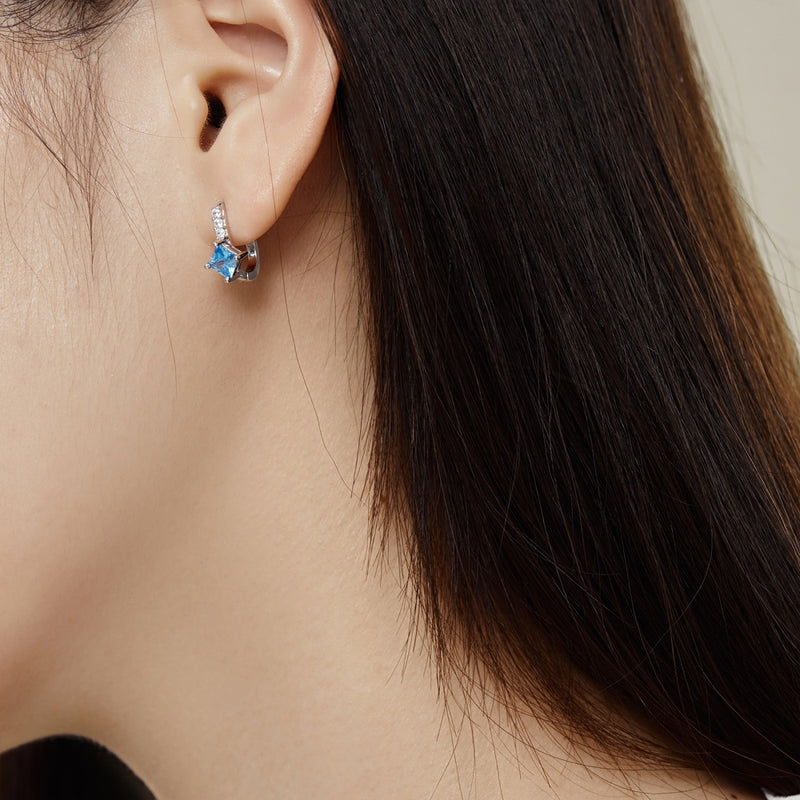 Azure Square Hoop Earrings