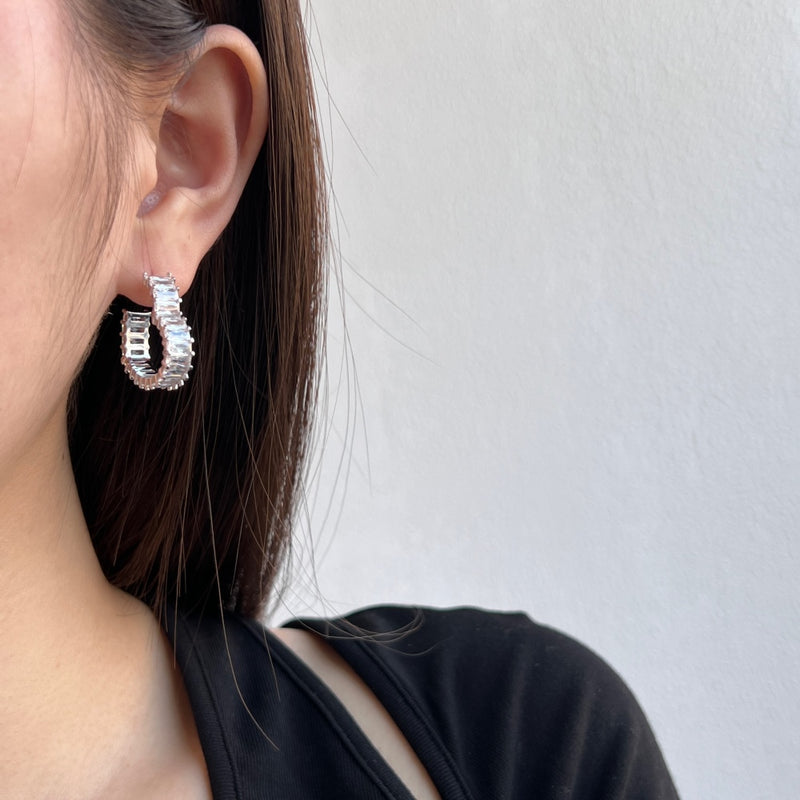 Radiant Baguette Hoop Earrings