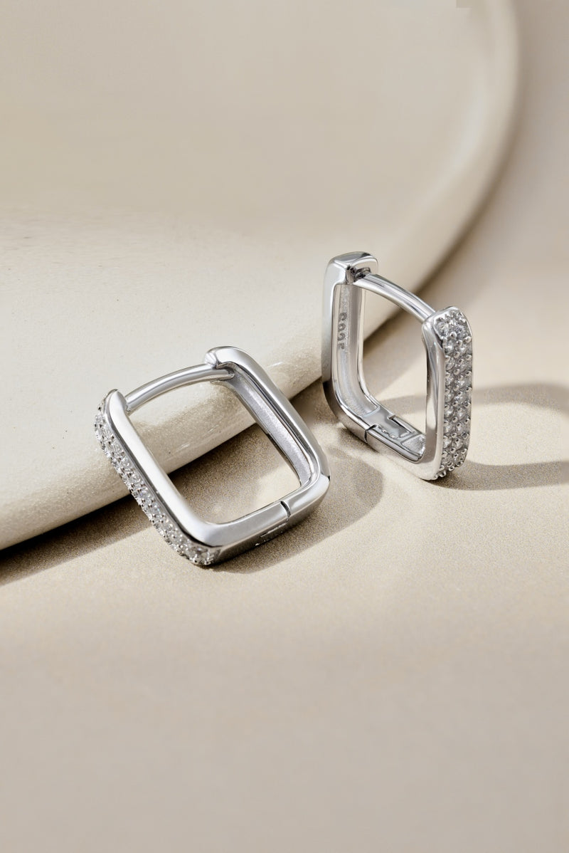 Sleek Rectangular Zircon Earrings