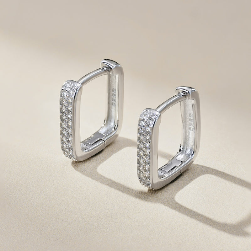 Sleek Rectangular Zircon Earrings