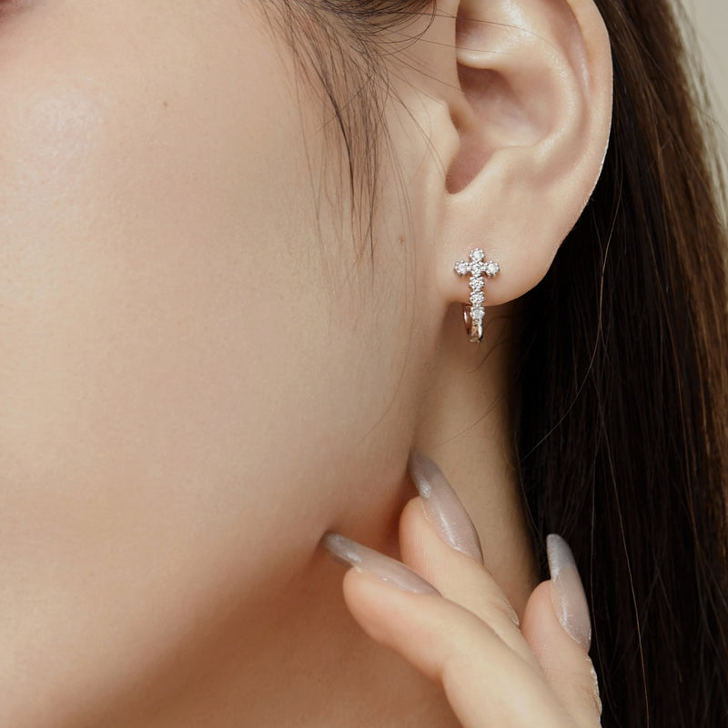 Stellar Cross Hoop Earrings