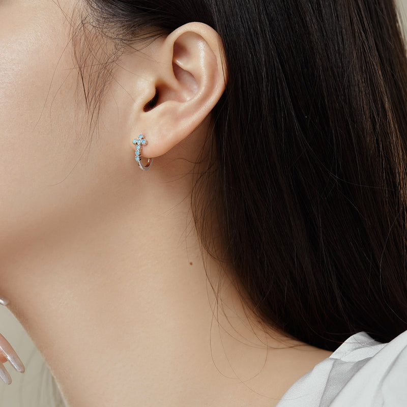 Stellar Cross Hoop Earrings