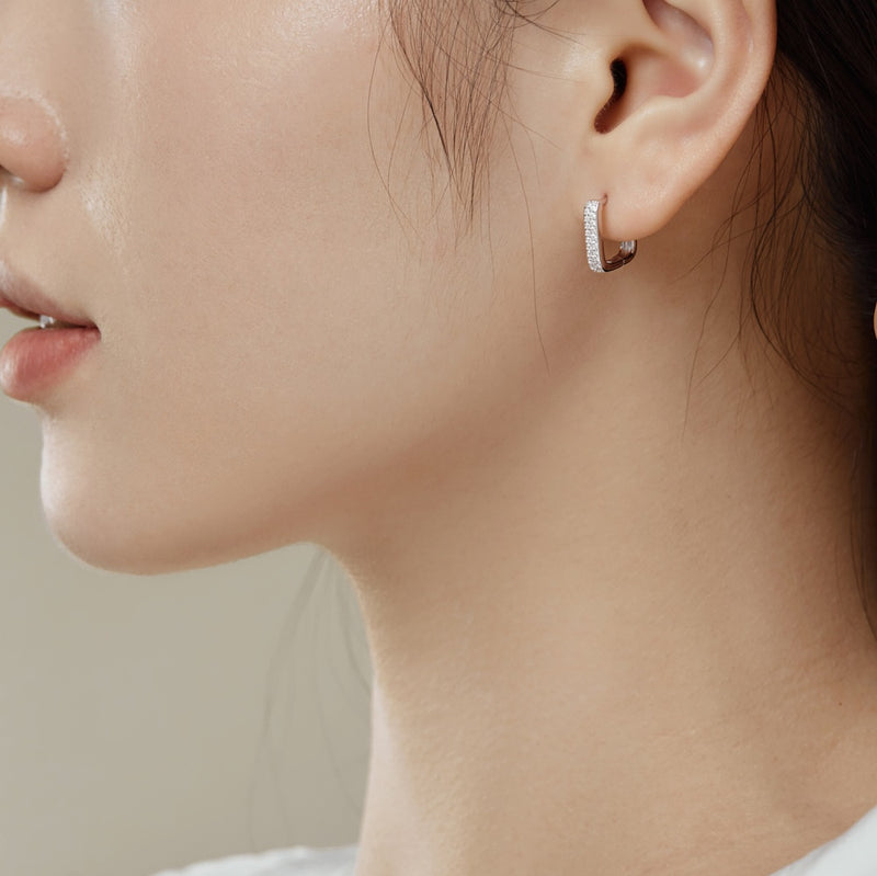 Sleek Rectangular Zircon Earrings