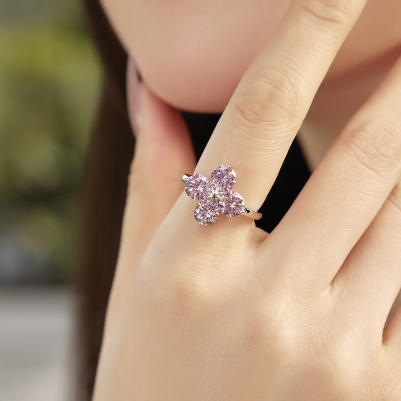 Tri-Color Clover Cluster Ring