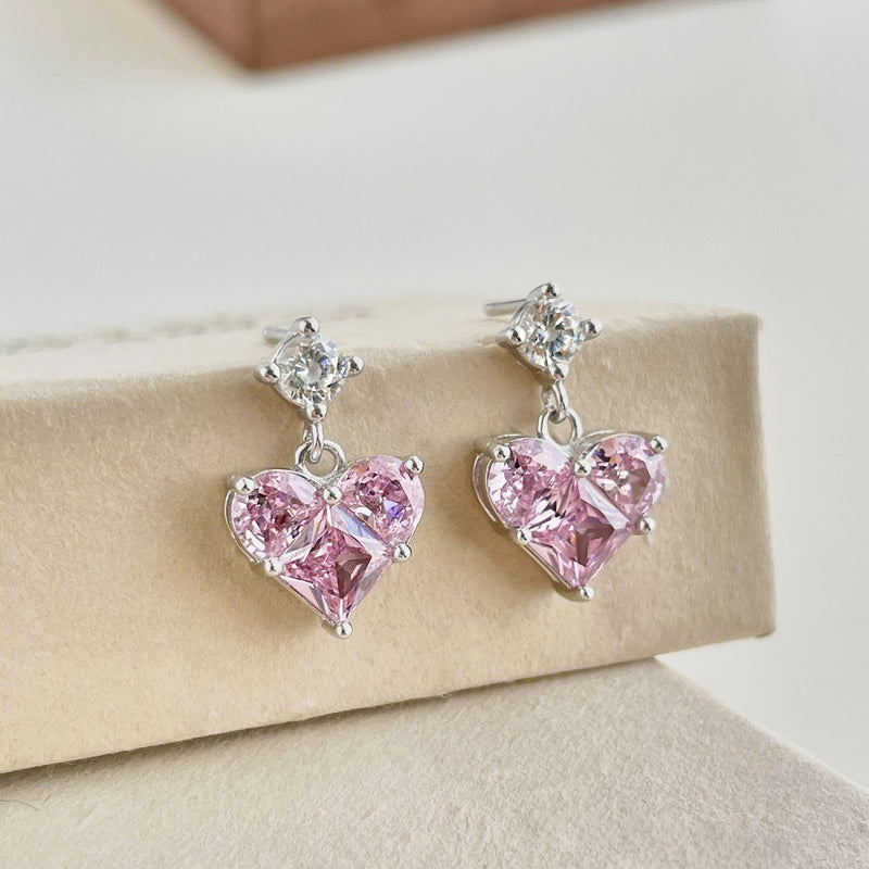 Crystal Heart Drop Earrings