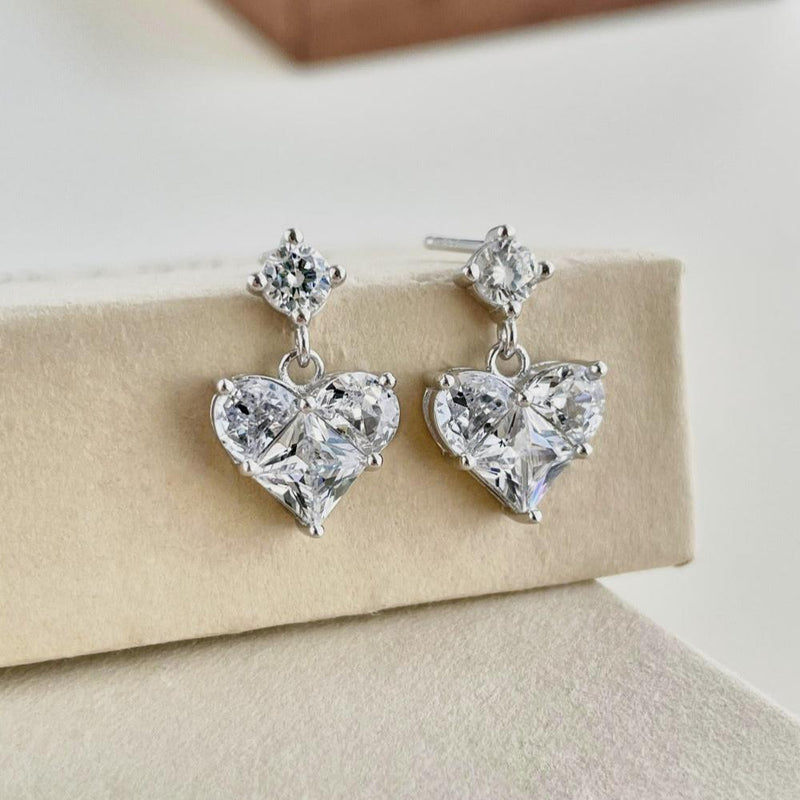 Crystal Heart Drop Earrings