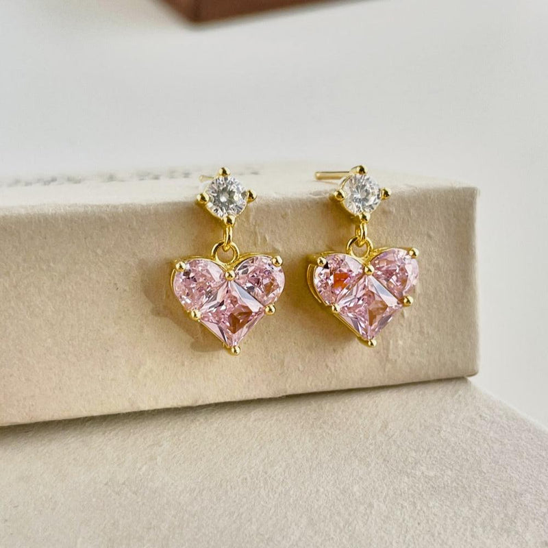 Crystal Heart Drop Earrings