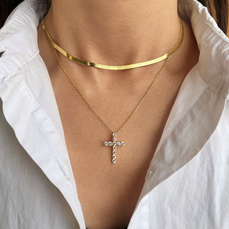 Radiant Cross Zircon Necklace