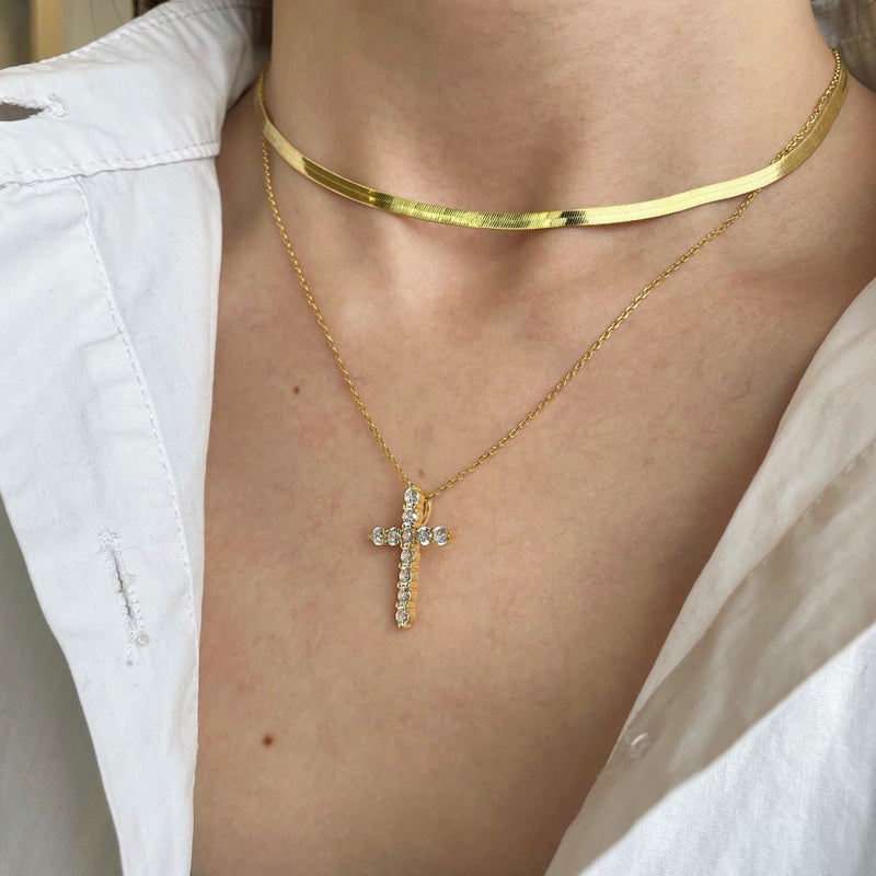 Radiant Cross Zircon Necklace